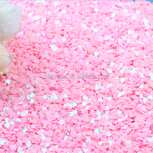 Thousand Choices Offered Sequins 3mm Peach Heart Shape Mixed Glitter PVC Material for Artware