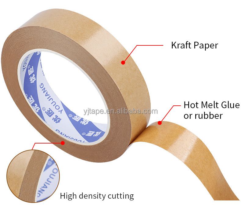 Pressure Sensitive Self Adhesive Carton Packing Brown Paper Tape Single Sided