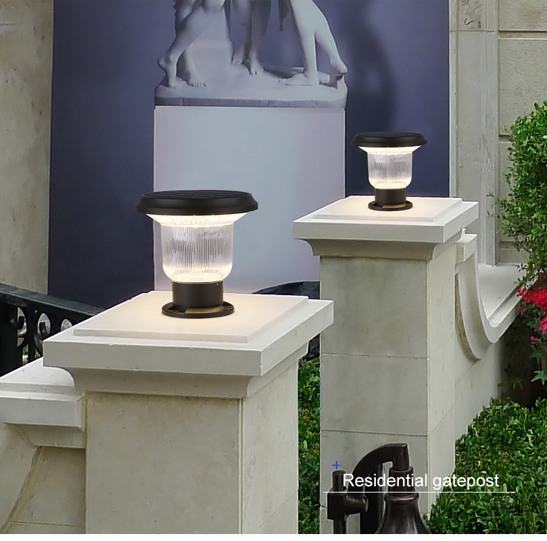 Weatherproof Solar Pillar Lamp Dusk To Dawn Post Light For Garage Backyard Patio