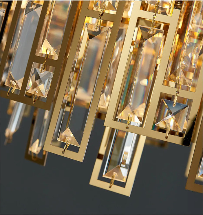 Metal Plated Gold And Crystal Smoked Glass Crystal Entryway Chandelier CE ROHS