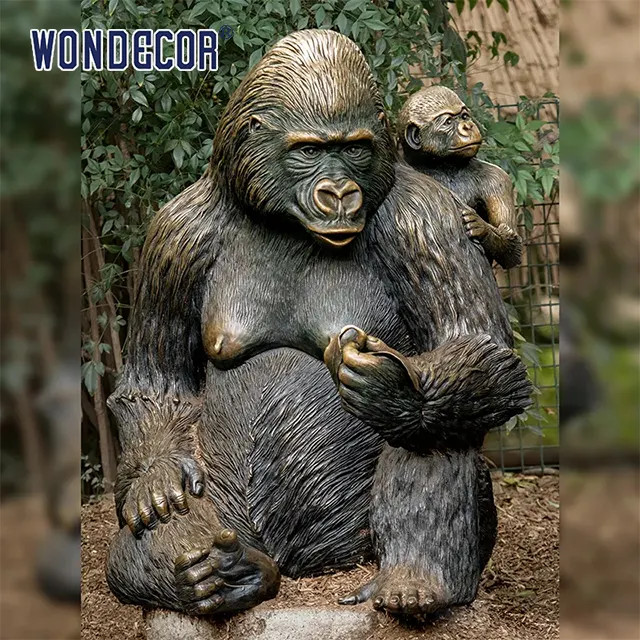 Brass Casting Life Size Gorilla Garden Statue 190cm Big Size