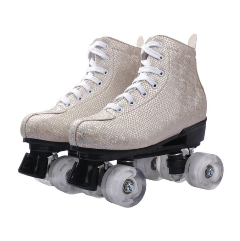 OEM Snakeskin Pattern Leather Best Led Roller Skates For Adults