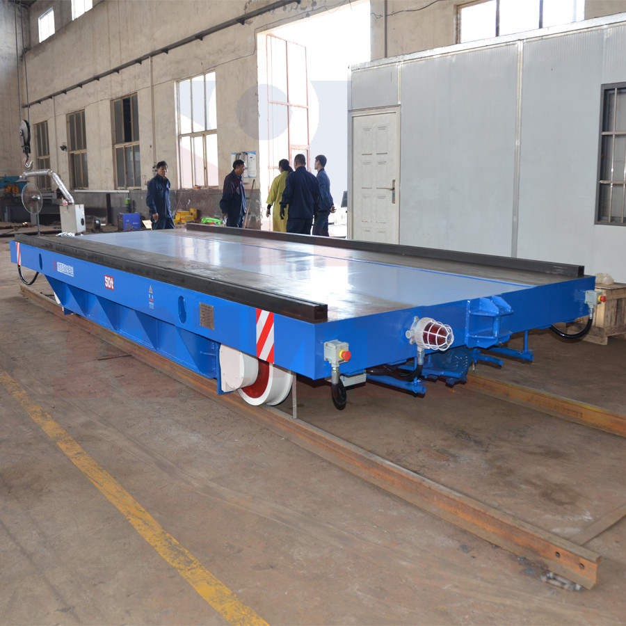 Industry Metallurgy Material Handling Trolley , 50T Motorized Rail Cart