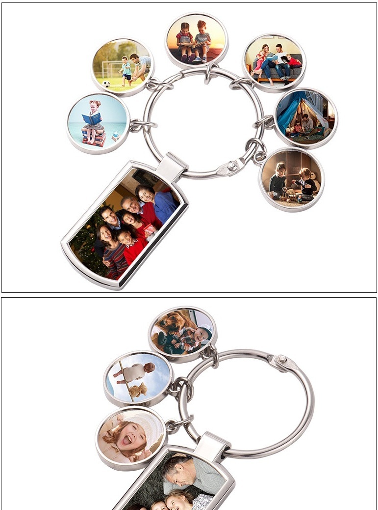 Custom Promotional Gift Keychain Blank Design Sublimation Charms Set Keychains With 3 Tags