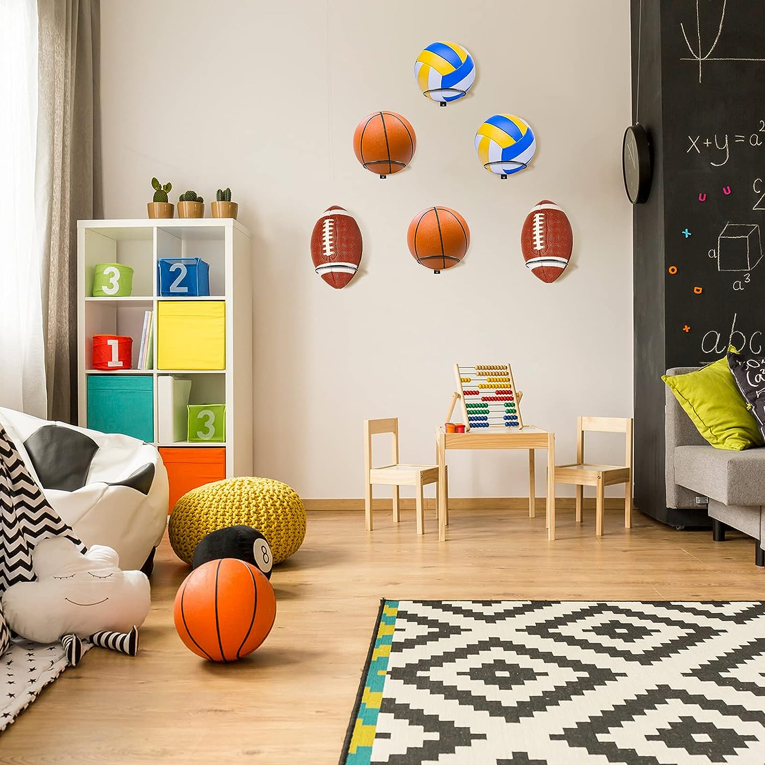 Garage Non-Folding Ball Storage Rack Wall Mounted For Soccer Volleyball And Basketball