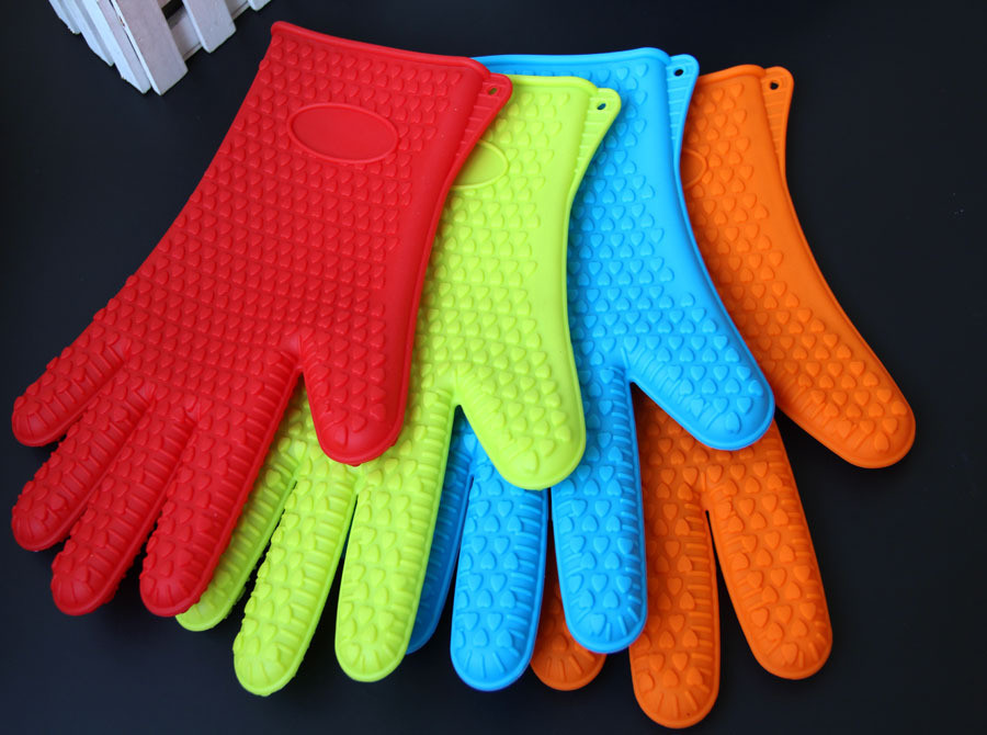 Heat Resistant Silicone BBQ Grill Oven Gloves, Silicone BBQ Grill Oven Mitt