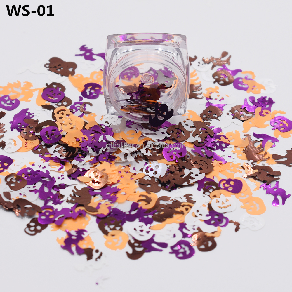 OEM/ODM Yes.We Provide OEM Pumpkin Spider Human Skeleton Witch Bat Shaped Glitter Halloween Accessories for Mother's Day