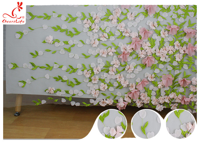 French Colorful 3D Flower Lace Fabric For Evening Dresses Azo Free