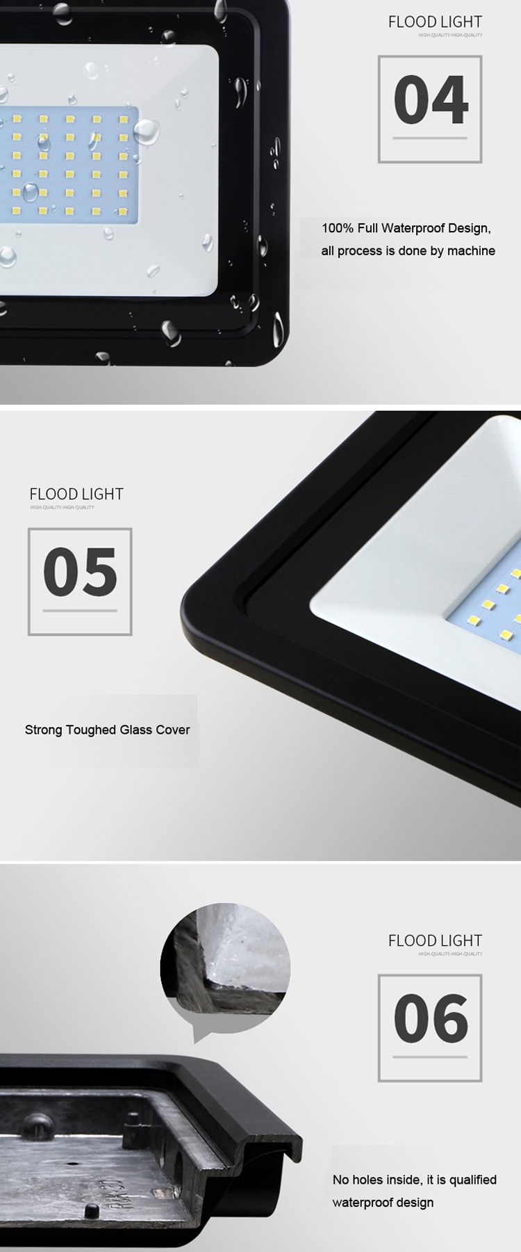 Large Ultra Thin LED Flood Light , 110v AC Black Housing Slimline LED Floodlight