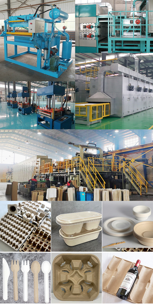 Fully Automatic Biodegradable Sugarcane Bagasse Tableware Pulp Molding Machine