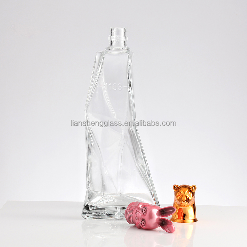 Glass Bottle for Gin Vodka Whisky Tequila Liquor with Stopper Customized Bottle Color