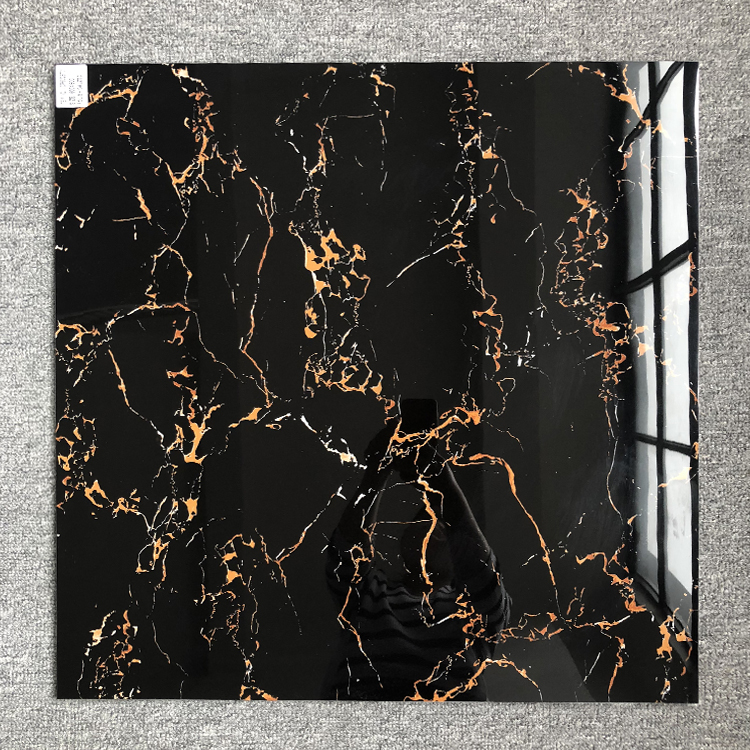 GLOSSY Double Loading Tiles Imperial Black Golden Tile Fireplace Wall Tiles with Flowers