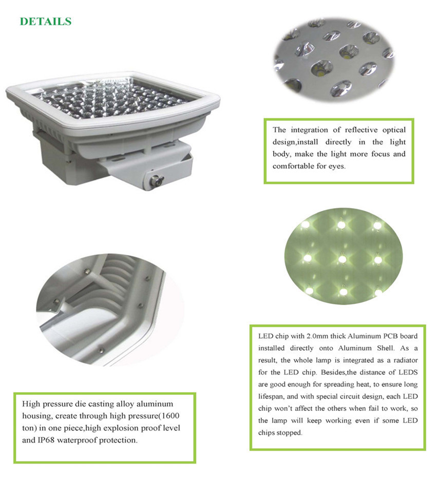 IP68 100W LED Explosion-proof lamp use for Oil fields, petrochemical, drilling