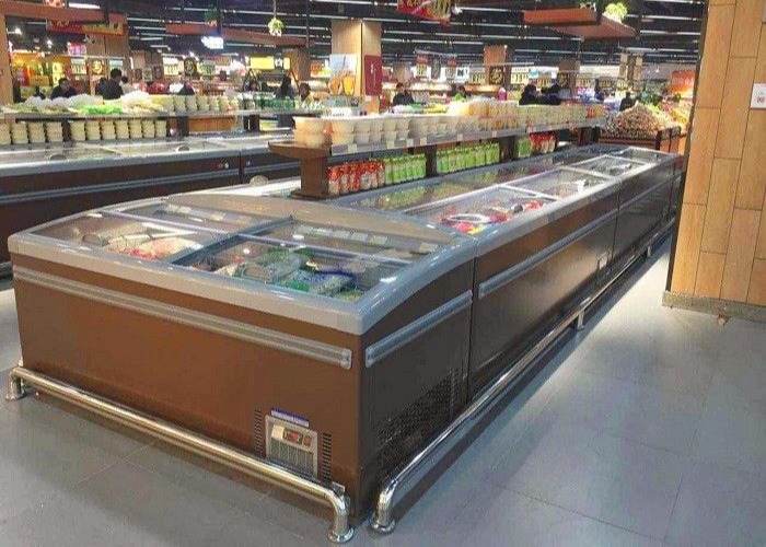 Supermarket No Frost Island Freezers Large Glass Door Chest Display Freezer