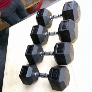Tough Durable Rubber Coated Hex Dumbbells With Comfortable Handles
