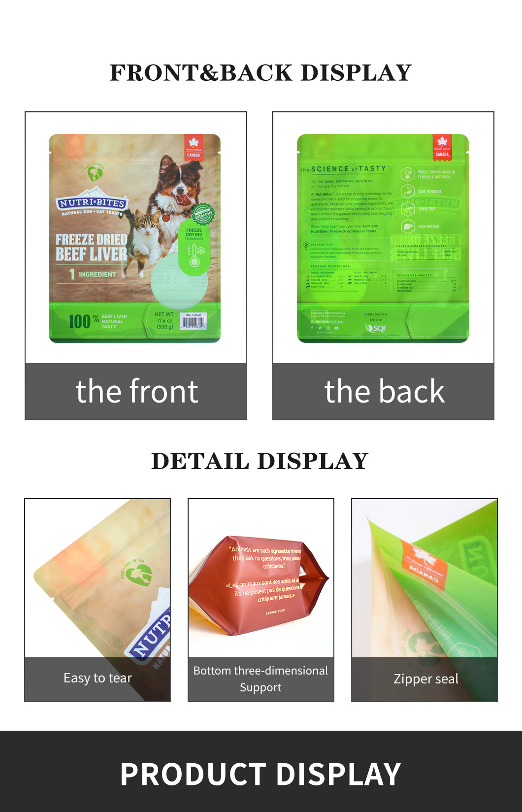 Big Size 10kg 15kg Stong Stand Up Pet Food Bag Plastic Matt Aluminum