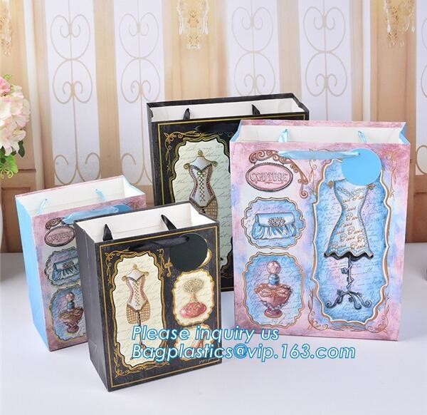 Luxury Paper Gift Carrier Shopping Bag Party Bag with Handles,printed paper carrier bag for apparel shopping bag, bageas