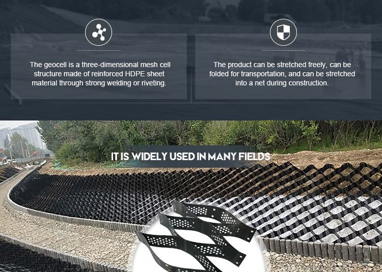 Honeycomb HDPE Plastic Geocell For Slope Protection Gravel Stabiliser Grid 50mm 100mm