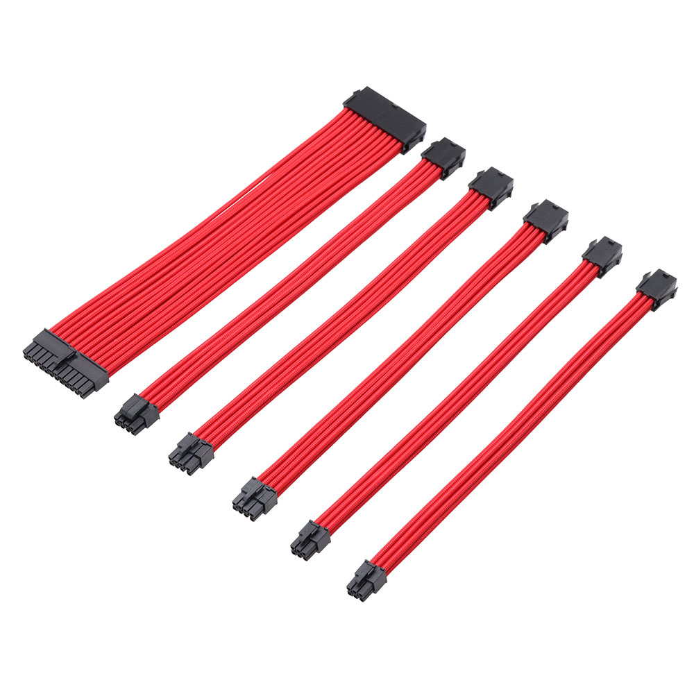 PSU Cable Kit Elbow Data Cable Computer PVC Heat And Wear Nylon Material 18AWG PET Sleeving Extension