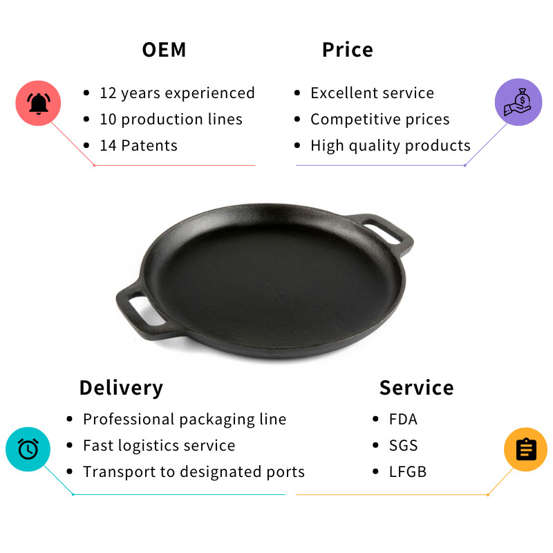 Pre Seasoned Cast Iron Frying Pan 30/35cm Cast Iron Grill Pan