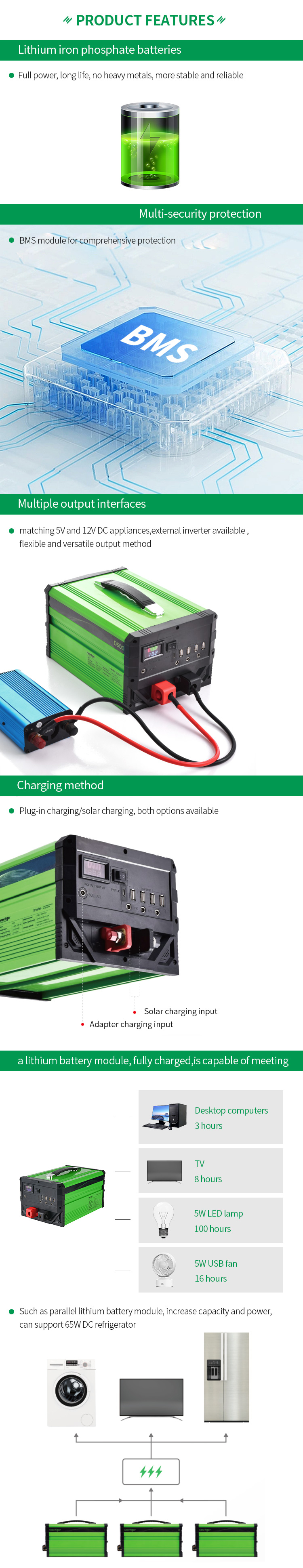 Outdoor Portable Solar Power Station Generator 500Wh High Power Emergency Power Supply
