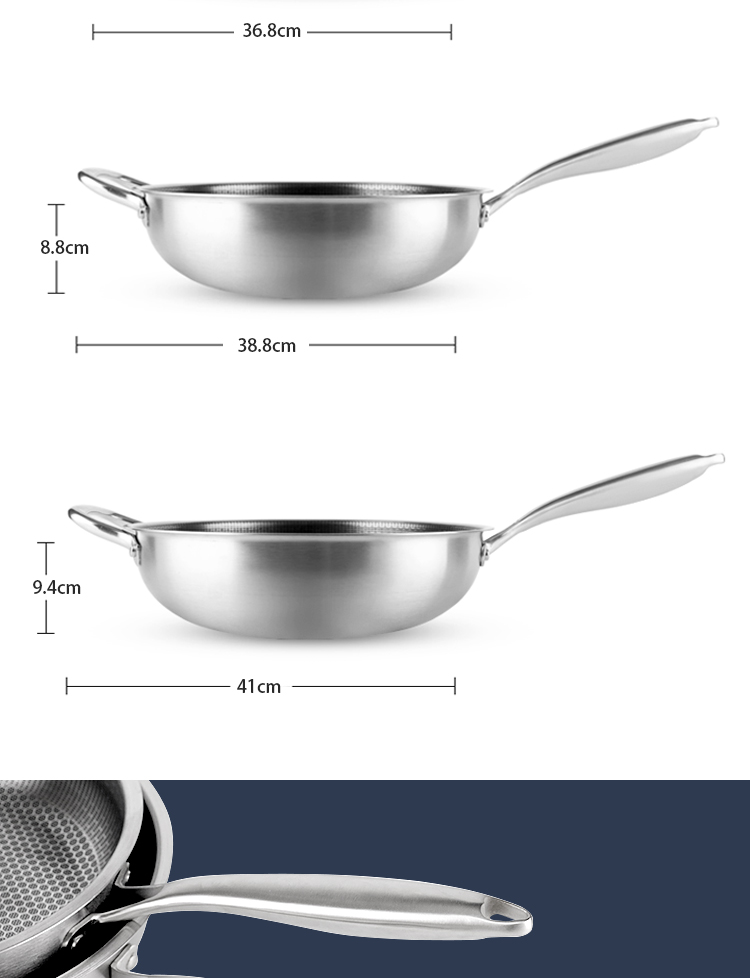 Induction Stovetop Frying Pan Honeycomb Coating Non Stick Stainless Steel