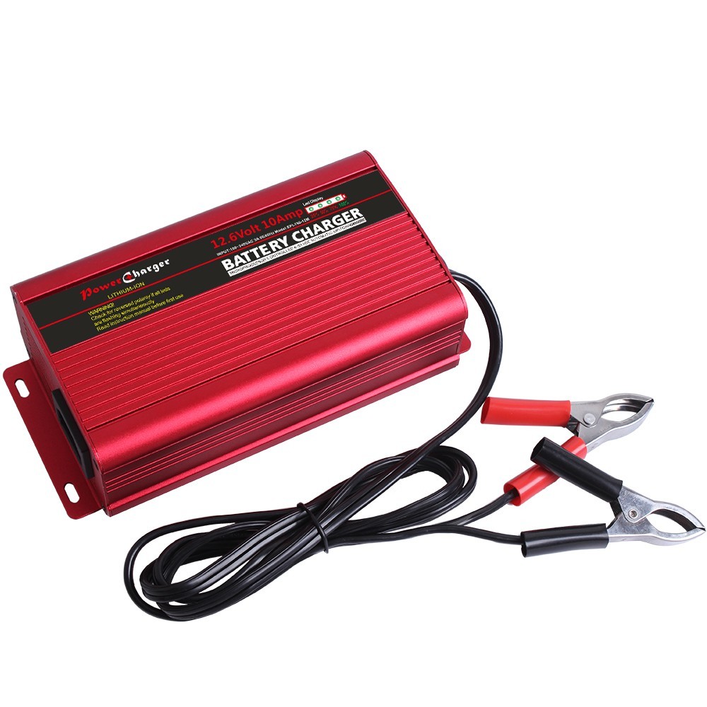 Aluminum Shell Fan Cooling Car 12v Lithium Ion Battery Charger 12.6v