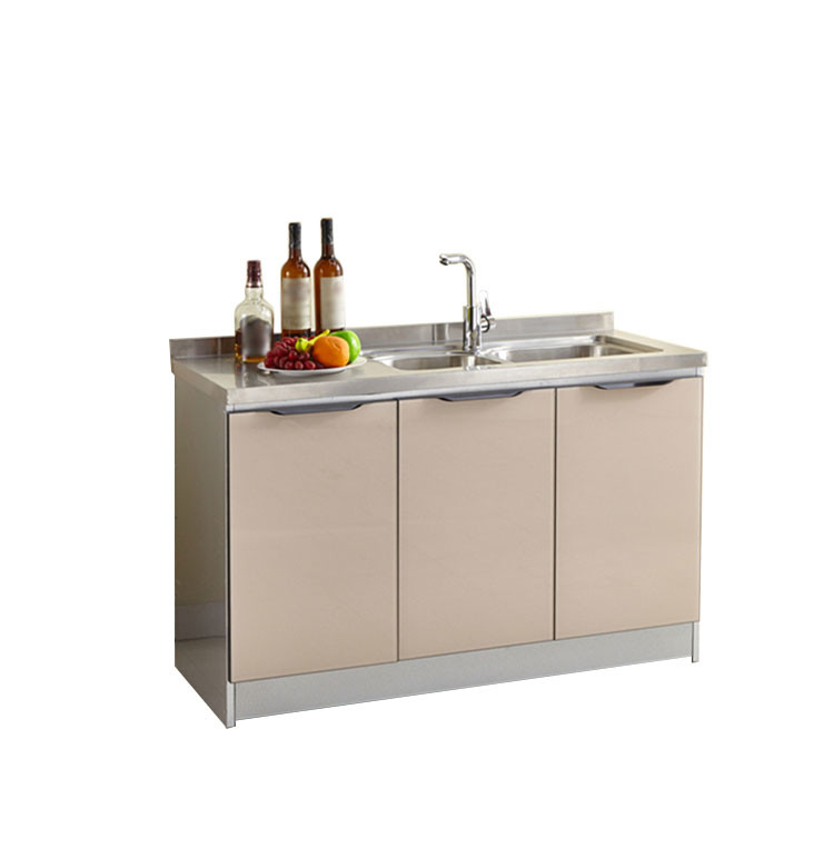 SUS kitchen cabinet, with two  sinks.