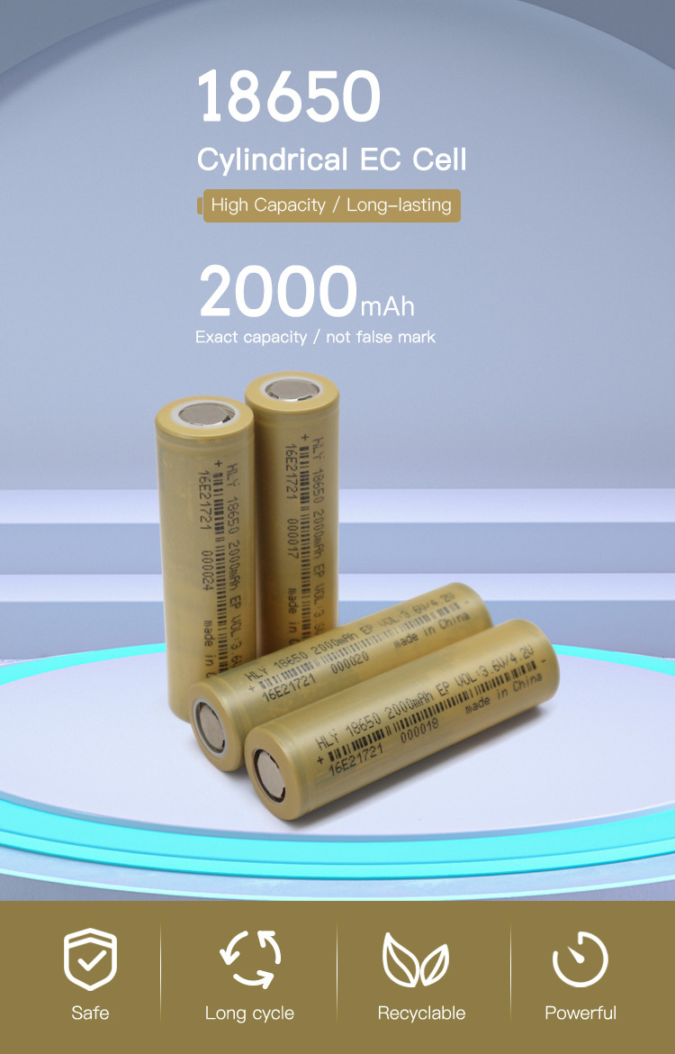 Lithium Ion Cell 3.6V 18650 2000mah Battery For Electric Rickshaw