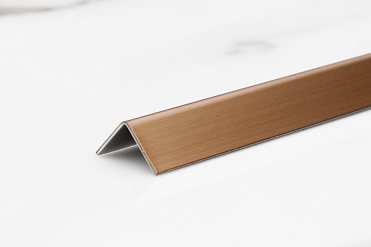 L Shaped Tile Edge Trim Color PVD Coated Rose Blonde Finish Stainless Steel