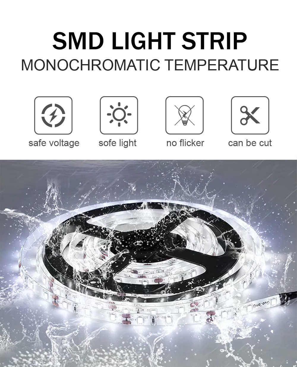 3000K 4000K 5V 8mm 120leds IP65 Waterproof SMD2835 LED Strip Light with IP65 Rating