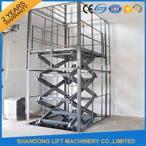 Electric Hydraulic Guide Rail Warehouse Elevator Lift Platform 5000kg Loading Capacity