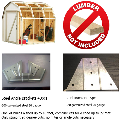 Easy Frame Kit 2x4 for Any Length Storage Barn Shed Garage Playhouse 96 x 84 x 97.56 inch