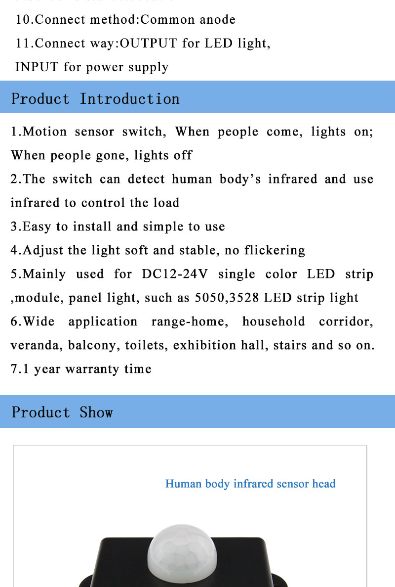 Mini Infrared LED Controller With PIR Human Body Induction Motion Detection