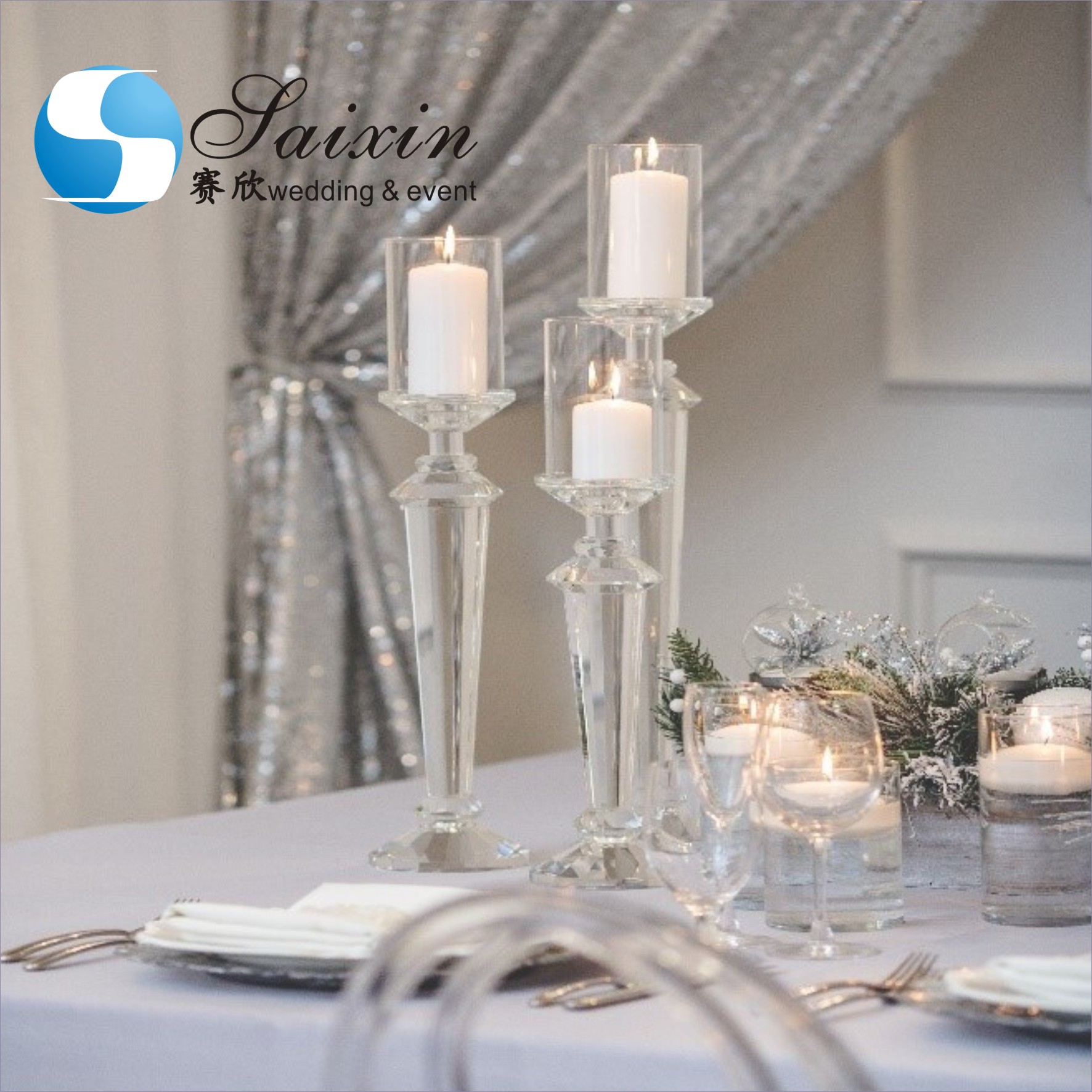 ZT-026 wedding accessories decoration set single crystal pillar candle holders