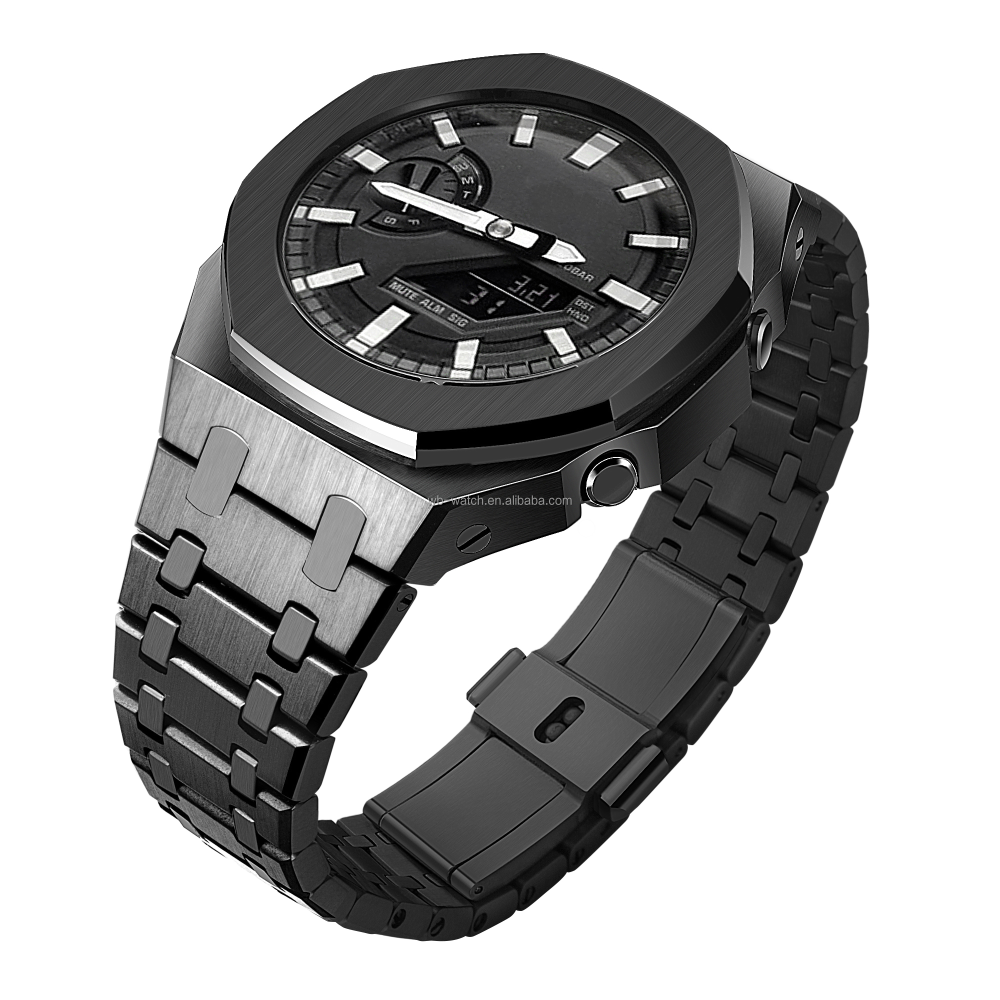 GA2100 Rubber Strap Metal Bezel Parts Accessories Watch Mod Kit Stainless Steel Case for Casio GA2100 G Shock
