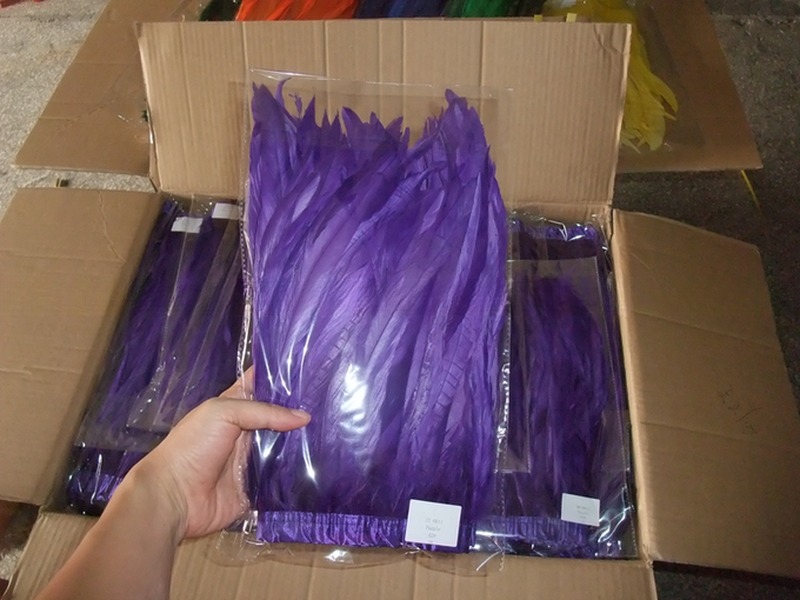 10-12inch Rooster Coque Feather Fringe Trim with Satin Ribbon Tape