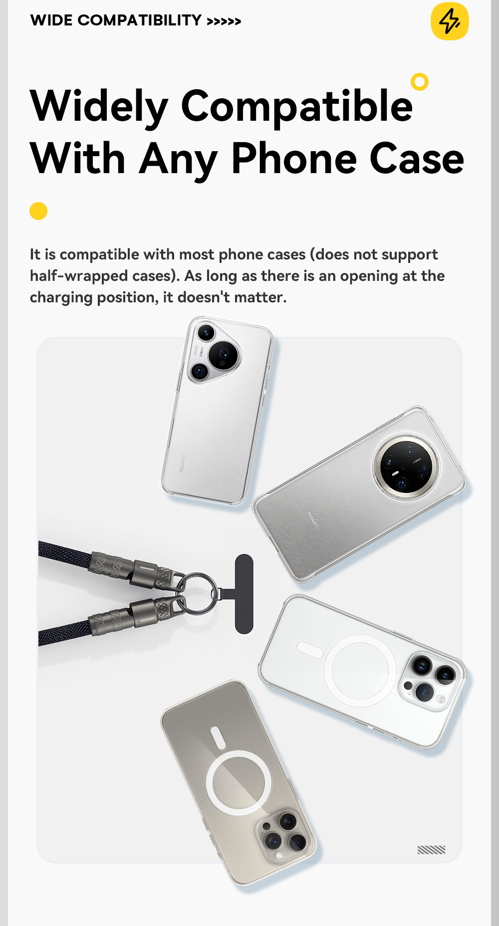 ESSAGER ES-X65 Series 60W Charging + Lanyard Style USB C to USB C Cord