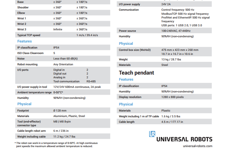 Universal UR3 UR3e Industrial Robots