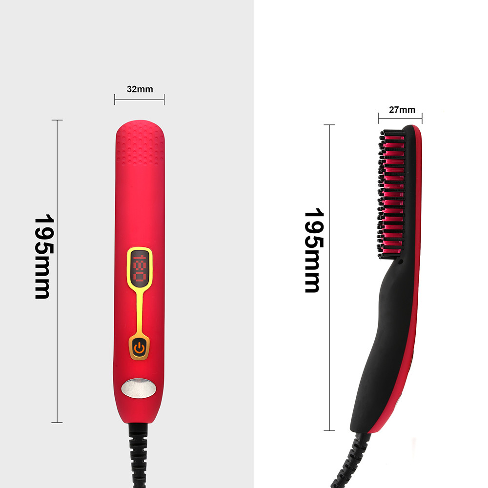 Portable Fixed Cord Anti Scald Beard Straightener Brush