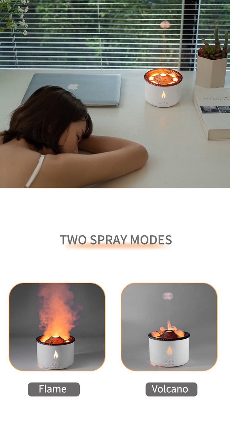 HOMEFISH Ultrasonic Aroma Humidifier Volcano Oil Diffuser 360ML USB Installation