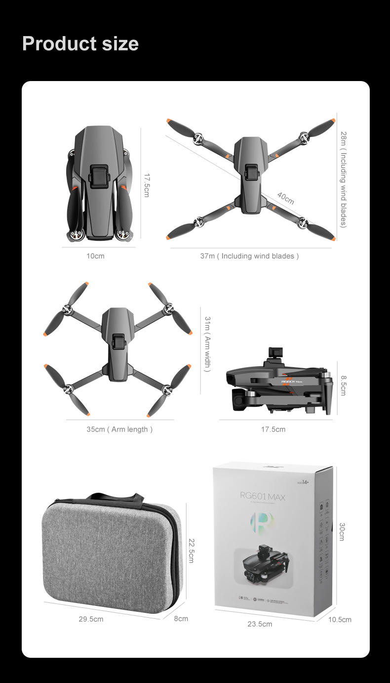18 mins Flying Time Rg601 Max 5g Gps Drone Dual 4k Hd Camera Optical Flow Wifi Fpv Brushless Quadcopter Rc Professional Drone