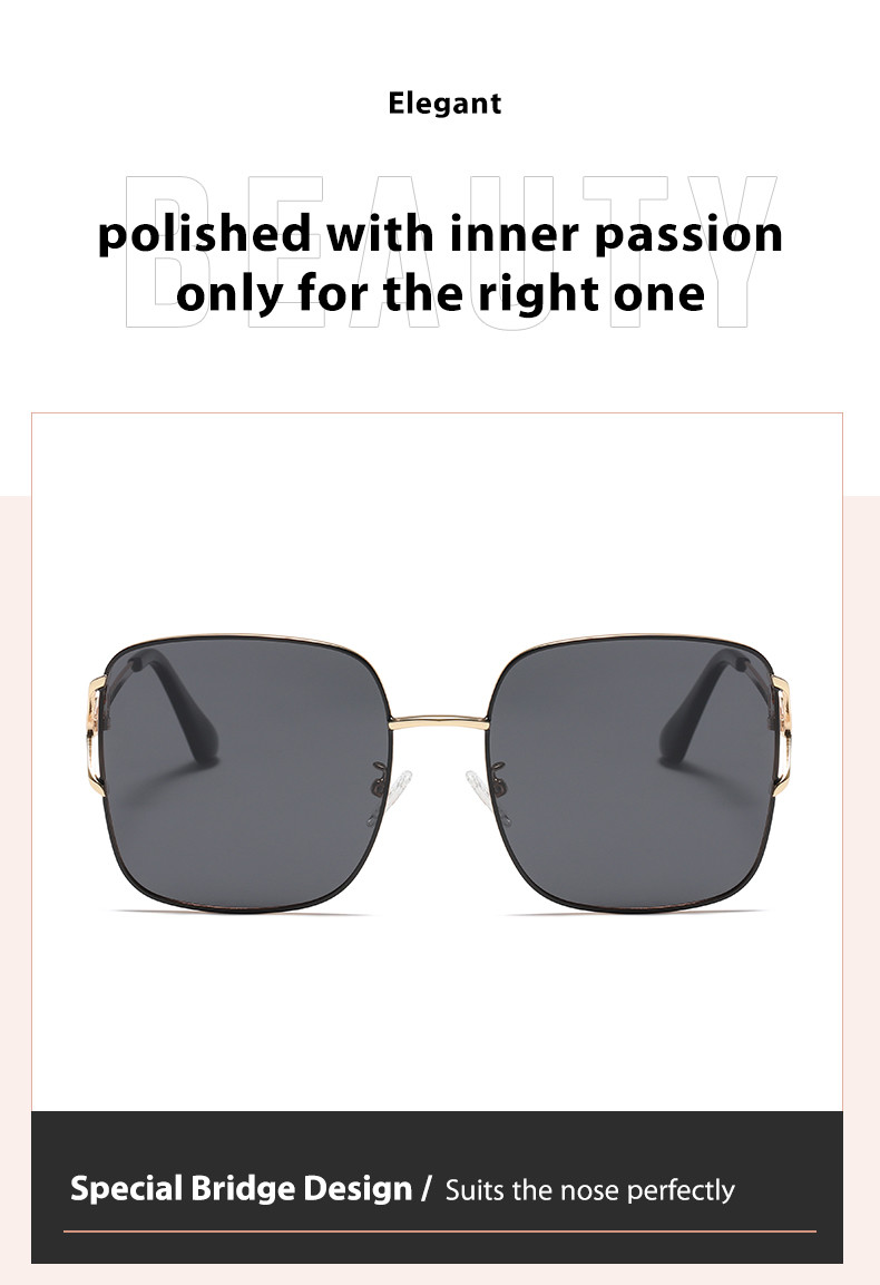 Square Metal Frame Sunglasses Customized Logo Curved Temples
