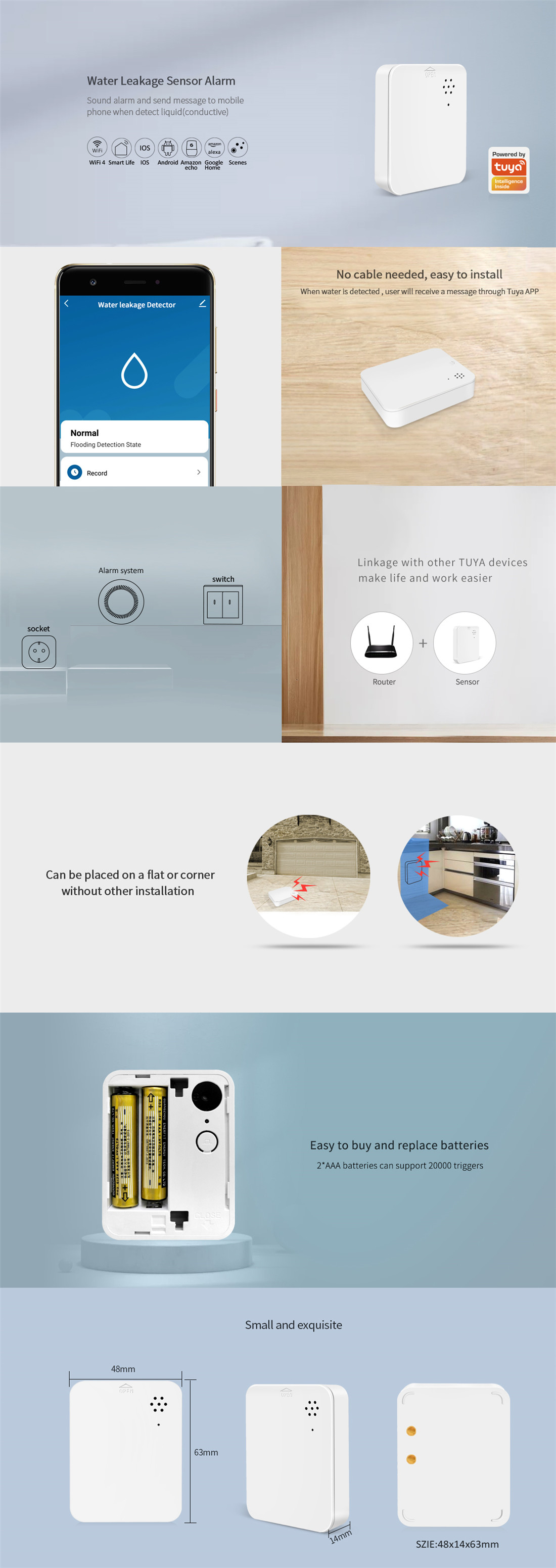 WIFI Water leakage Sensor Alarm(SWW04)