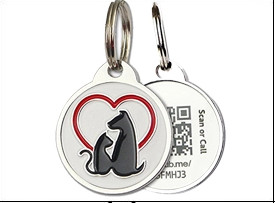 Various Color Round Shape Stainless Steel Pet Id Tags Custom Metal Logo Anti - Bite Structure