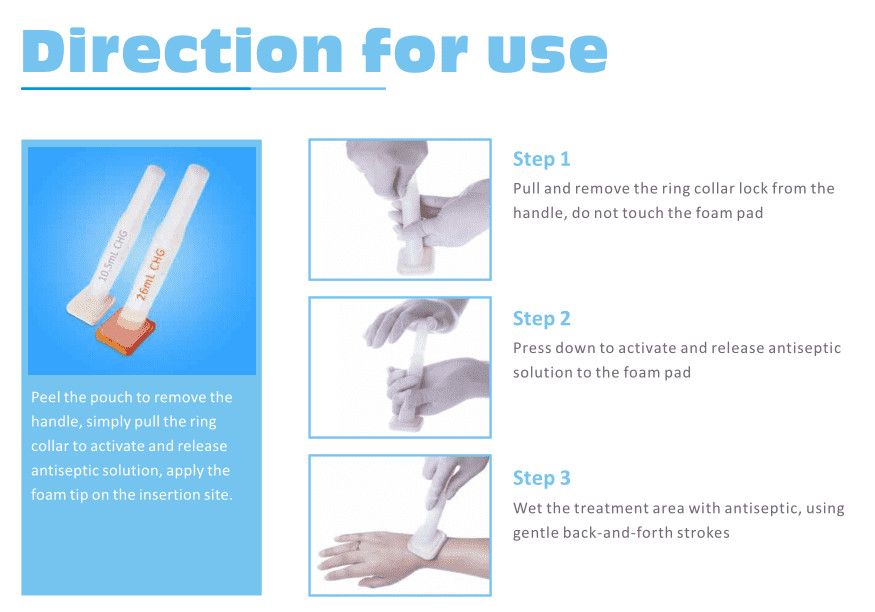 26ml 10.5ml CHG Applicator Antiseptics For Skin / Mechanical Wounds