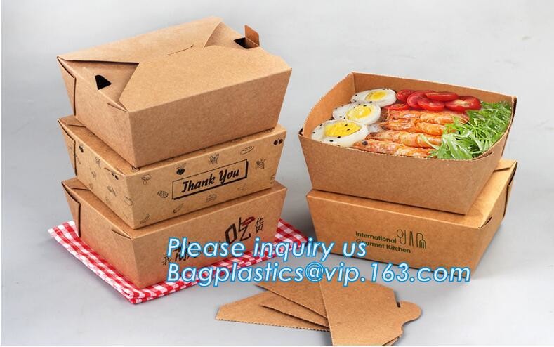 Cheap Cardboard foldable kraft paper lunch box with window,Lunch noodle fast food kraft paper box by customized logo pri