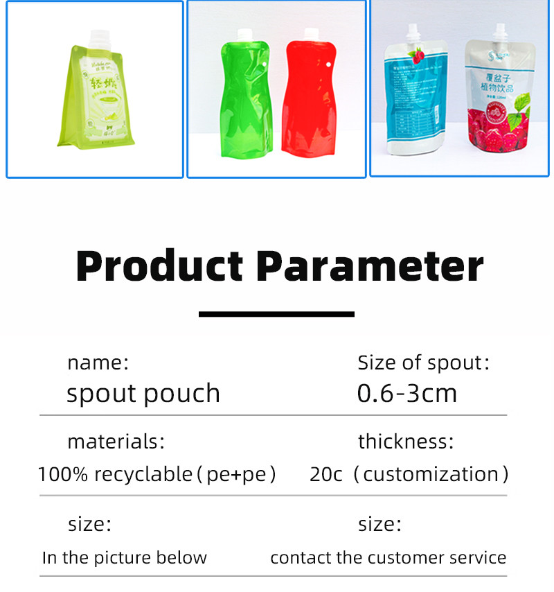 Food Safe Standable Juice Spout Pouch With Leak-Resistant Customizable Spout