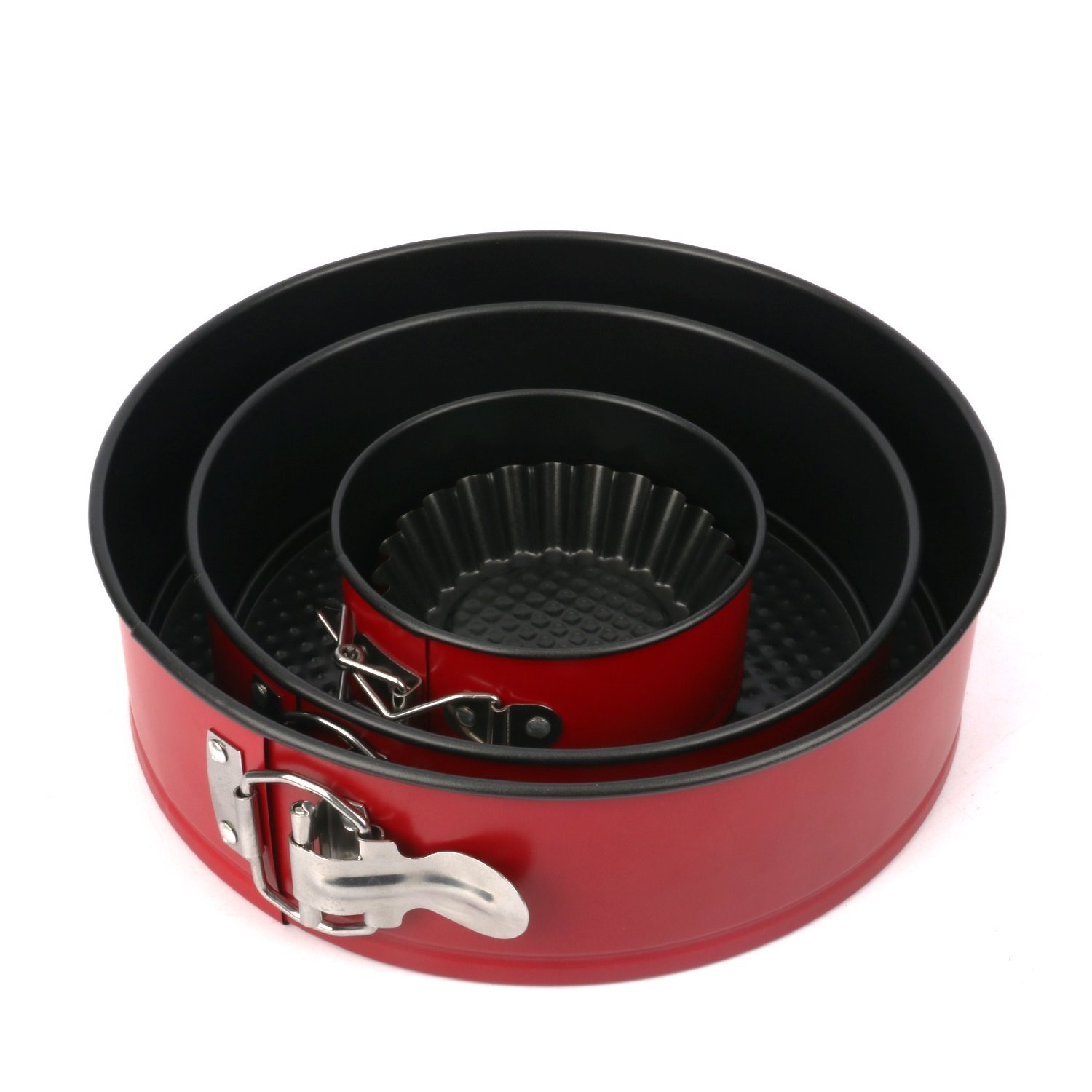 Nonstick Leakproof 3pcs(4”/7”/9”) Springform Pan set, Cake Pan Bakeware Cheesecake Pan with 4pcs Egg Tart Mold