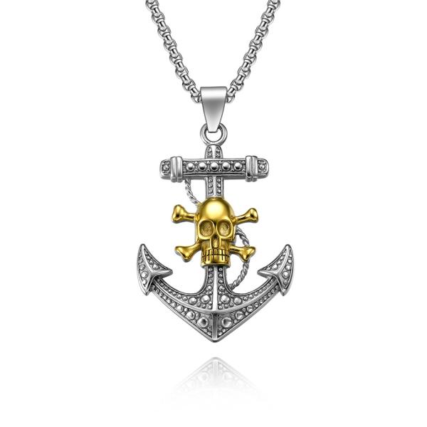 Classic Shape Stainless Steel and Gold Pendants Necklaces for Men Anniversary
